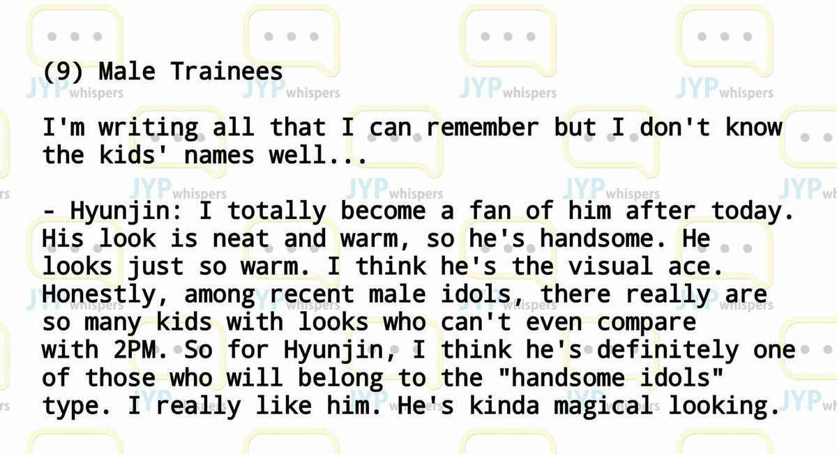 useodayo's tweet photo. JYP Trainee Hyunjin information.

info credit to JYPwhispers https://t.co/W9H8MHcq9c