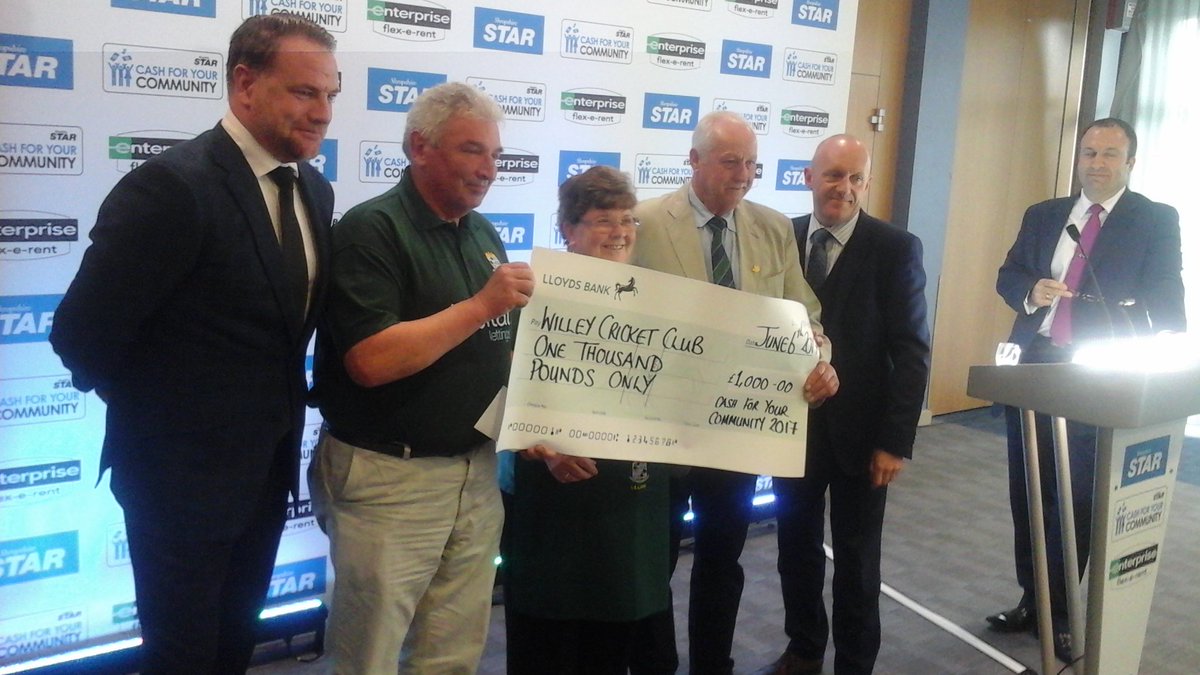 MAndrews_Star's tweet photo. Drum roll... in third place, Willey Cricket Club in Broseley receives £1,000 #CFYC17 https://t.co/ZUzw3Vuw8X