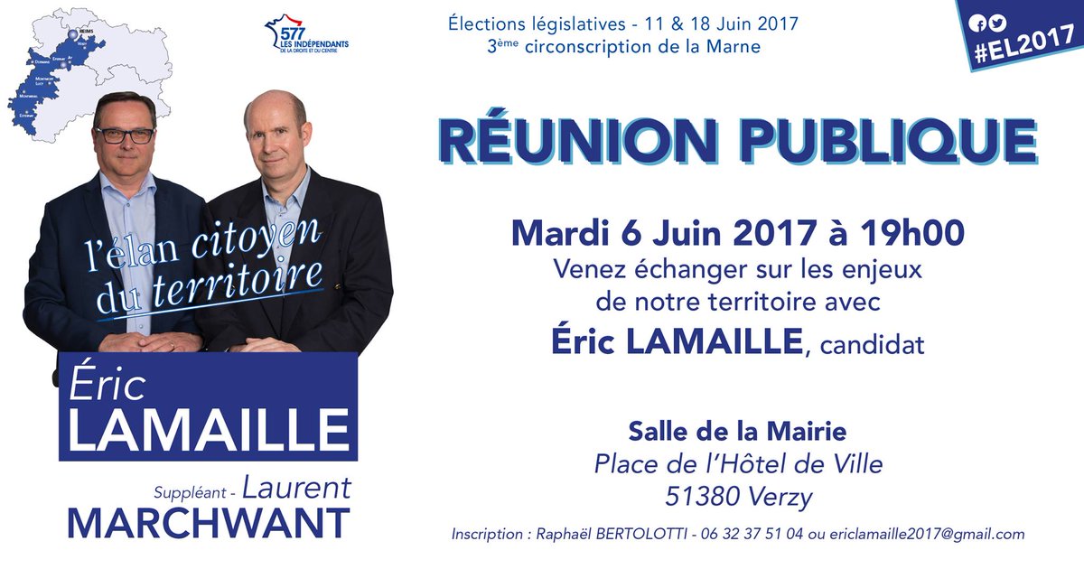 elamaille's tweet photo. Je serai ce soir en réunion publique à Verzy à 19h. Je compte sur votre mobilisation ! #ElanCitoyenDuTerritoire #Circo5103 #EL2017 https://t.co/uvyLsOllWJ