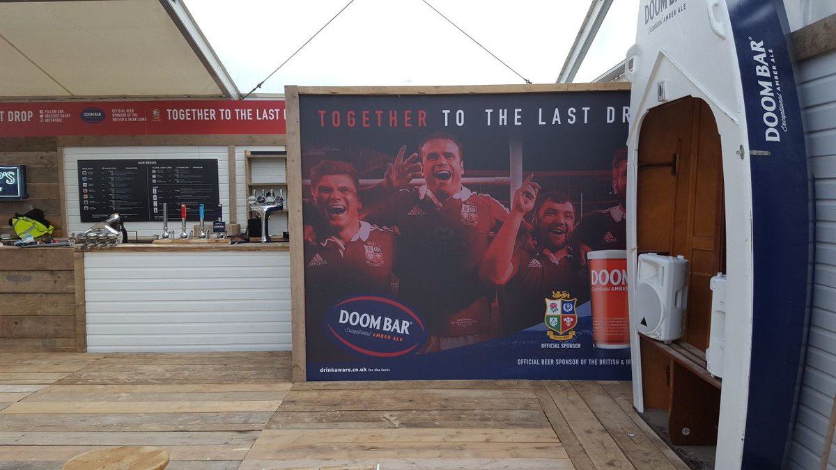 CornwallSigns's tweet photo. Let the good times roll... The @SharpsBrewery signage & branding set up @RoyalCornwall -looking great & an appearance from our #vehiclewrap https://t.co/O5nkMYtWyV