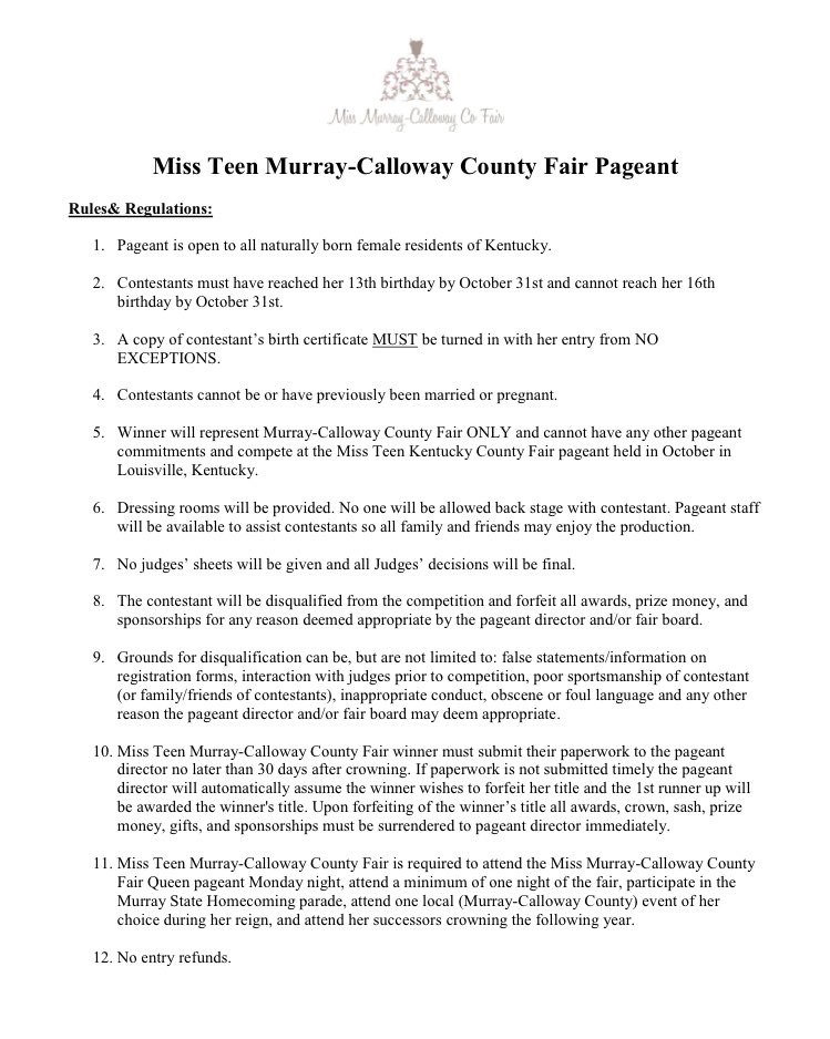 murrayfair's tweet photo. It's not too late to register for our (new) Miss Teen Pageant! Details attached. More info/forms available at https://t.co/xPuaapNI7K. https://t.co/Kn0lbP5wYT