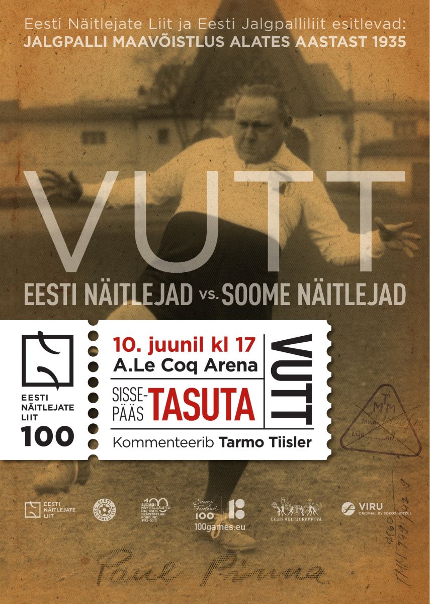 10. juunil võtavad A.Le Coq Arenal sadade meeskondade seas vutis mõõtu ka Eesti ja Soome näitlejad! #100games #EV100 #SuomiFinland100