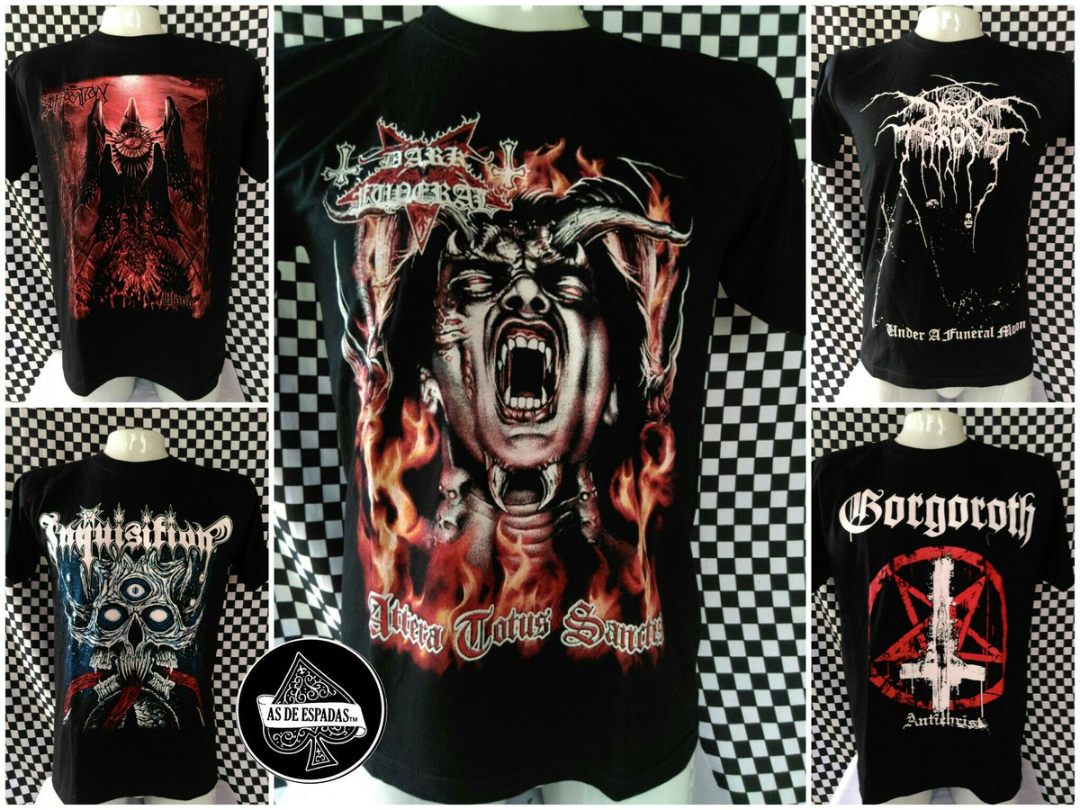 AsdeEspadas_co's tweet photo. Camiseta #Gorgoroth #Behemont #Possessed #DarkFuneral #Darkthrone #DreamTheater #Disturbed #NapalmDeath #Gorgoroth #Inquisition #Suffocation https://t.co/rmFDzH97fY