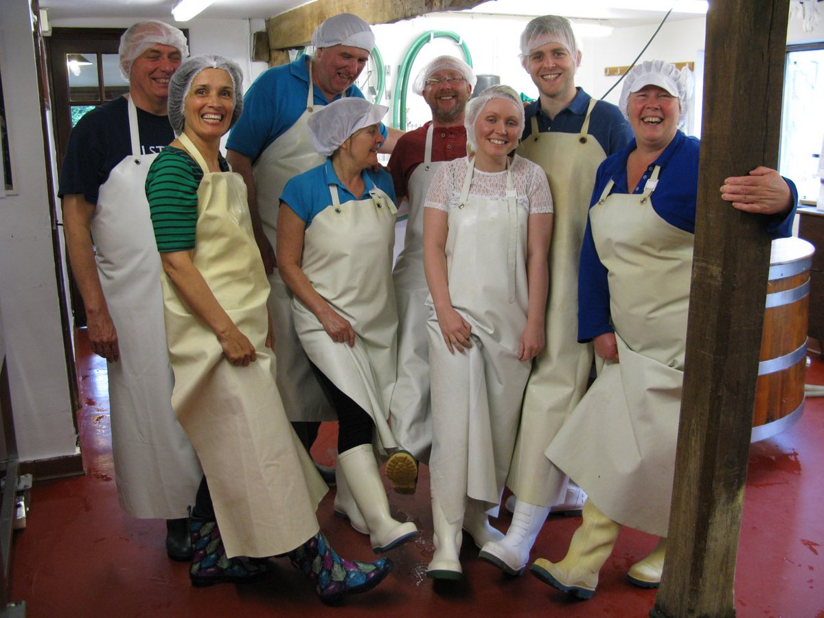 Hereford Blue cheese making experience at monklandcheesedairy.co.uk yesterday, you can see we've all got #thewellyforit