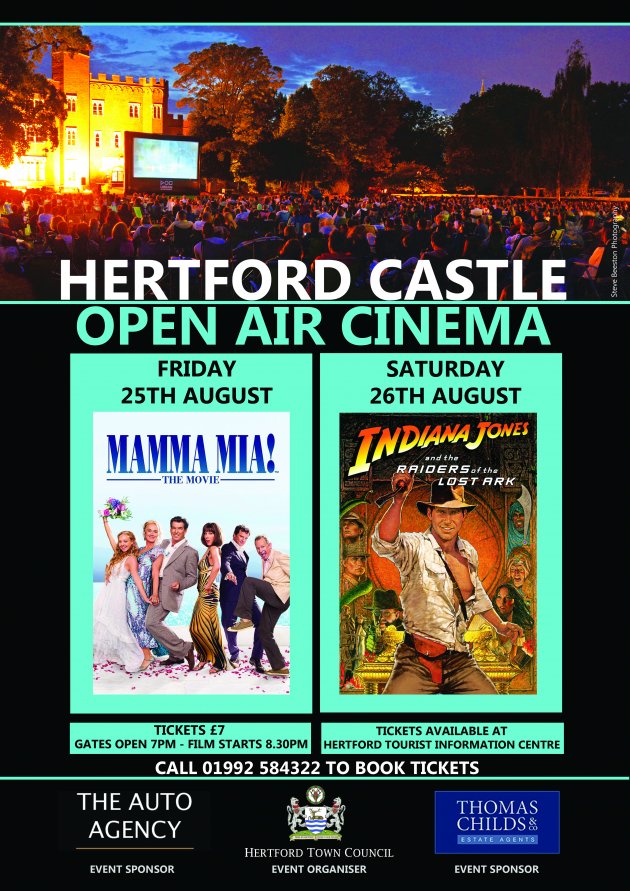 hertfordcastle's tweet photo. Tickets are just £7 to the @hertfordcastle Open Air Cinema screenings. Call 01992584322 to buy tickets. @THEAUTOAGENCY @ThomasChildsCo https://t.co/3HWXootShY