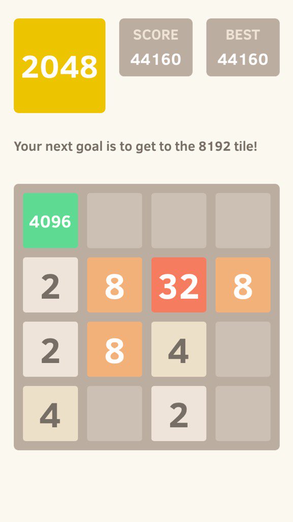 nomio0223's tweet image. I got to the 4096 tile! @2048_game itunes.apple.com/app/2048/id840…