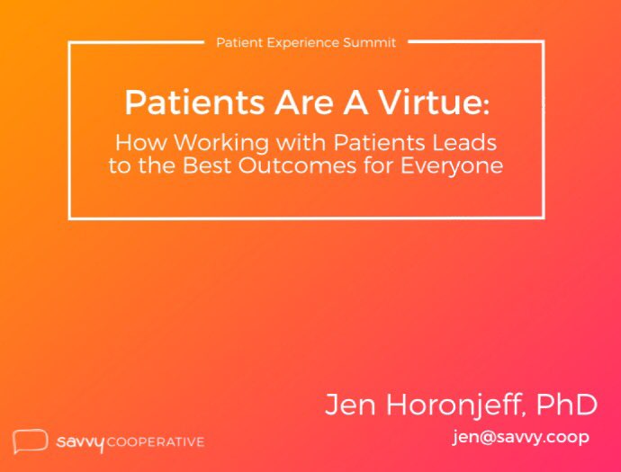 savvy_coop's tweet photo. Some of our slides from today's #ptexp pres. Covered patients as experts, need for #pteng in research/design & need for diversity #px17 https://t.co/N8BRjt53aP