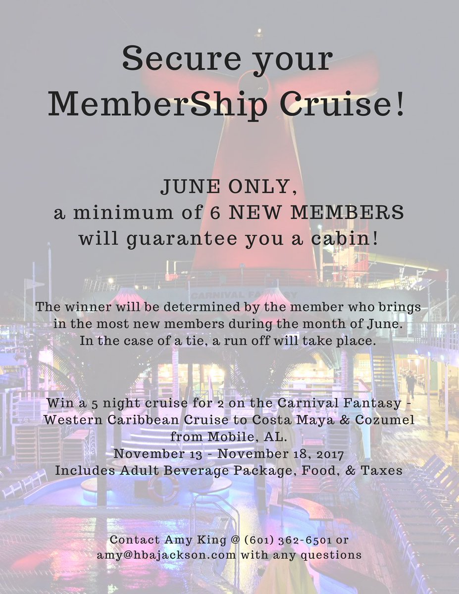 MyHBAJ's tweet photo. #HBAJackson Members, check this out! Don't miss your chance to go on a #MemberShipCruise - take advantage of this opportunity today! https://t.co/yvocGOpgm4