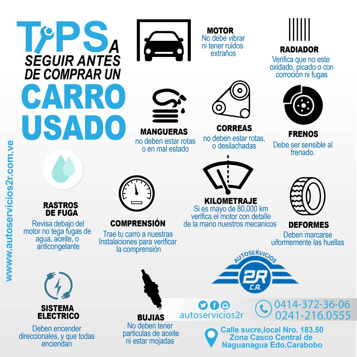 Autoservicios2R's tweet photo. Quieres a comprar un auto usado? aqui te mostramos los tips que debes tener en cuenta #tips #carro #taller #info #felizmartes https://t.co/Q0rBUkdlSL