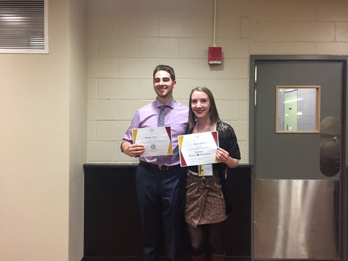 CBUChemistry's tweet photo. Congrats to our 2 award winners Amanda Cameron & Matt Tobin #ChemCon2017 @scienceatlantic @cbuniversity @cburesearch https://t.co/eMTxtUmPfw https://t.co/yiqGsqRX4W