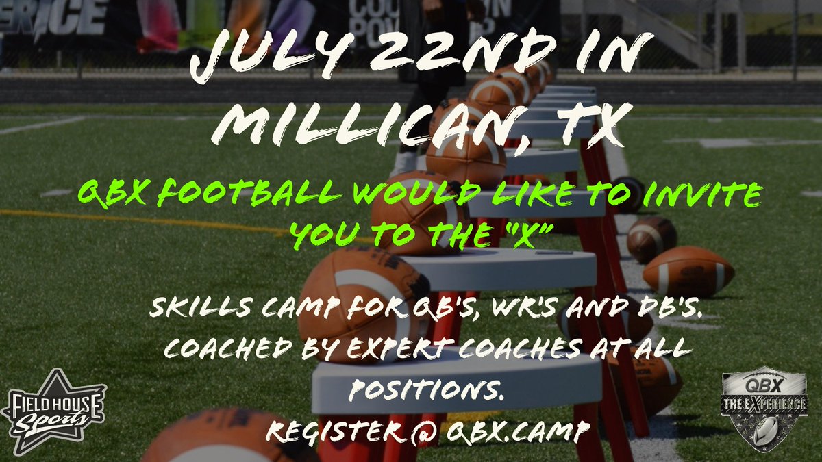 QB_Seven's tweet photo. @TroyGails this is your personal invite to come join us in Millican TX at Fieldhouse Sports for the QBX camp! Hope to see you there! https://t.co/ohUh1VsF6x