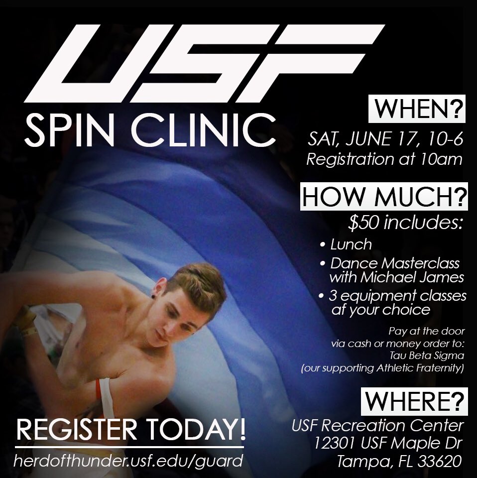 Come spin with us this summer! Register at herdofthunder.usf.edu/guard 💚💛🤘🏻 Go Bulls!