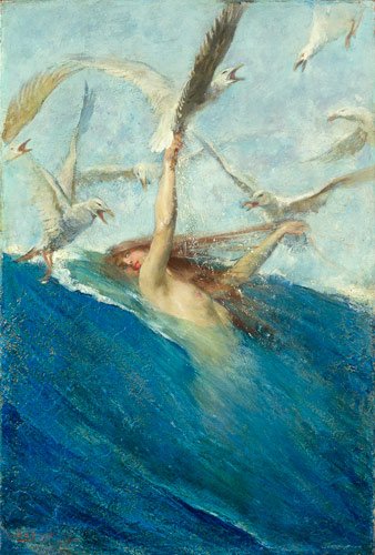 I've got this this day like she has that seagull. - Painting by Giovanni Segantini