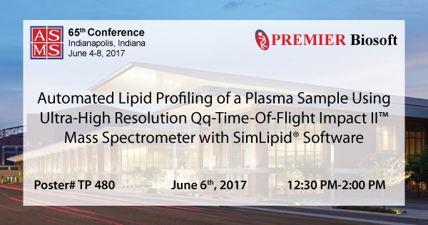 PREMIERBiosoft's tweet photo. Automated #massspec data analysis for Bruker's high resolution Qq TOF Impact II, Visit our poster today! #ASMS2017 #SimLipid #Bruker https://t.co/14fOeDc9Tf