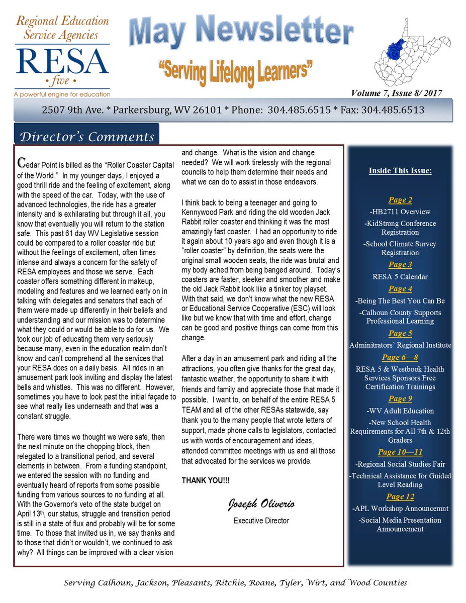RESAFIVE's tweet photo. RESA 5 May 2017 Newsletter (1st Half) https://t.co/bkvCrpeKom