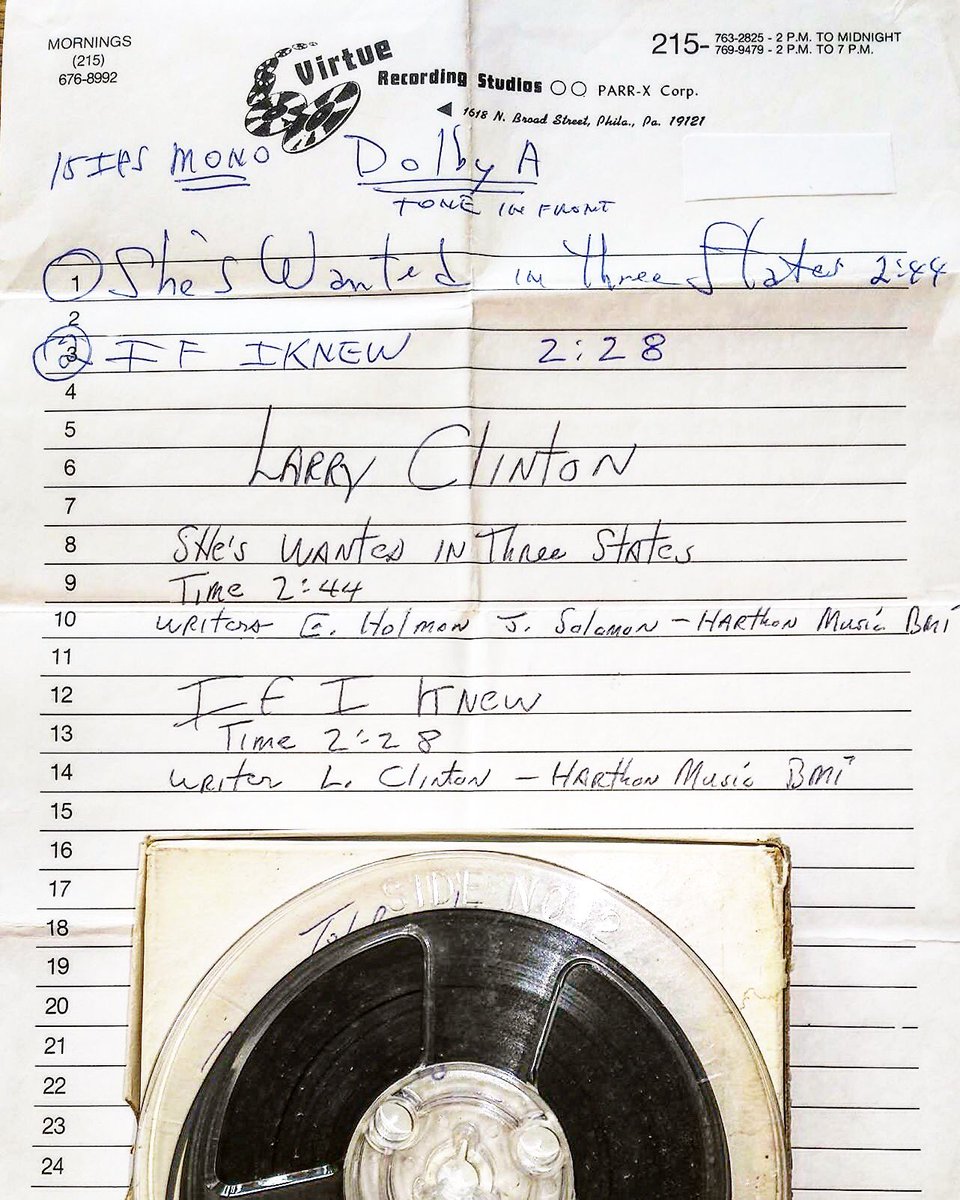 SentencedToSoul's tweet photo. Part of #NorthernSoul #History the original studio master tape of Larry Clinton - She's Wanted (In Three States) - Virtue Studios https://t.co/rgpWgzNdom