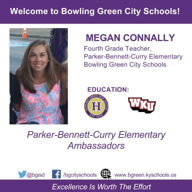 We would like to welcome our new fourth grade teacher <a href="/megconn5/">Megan Connally</a> to PBC! We are so excited for you to join our family! <a href="/BGISD/">Bowling Green Independent Schools</a>