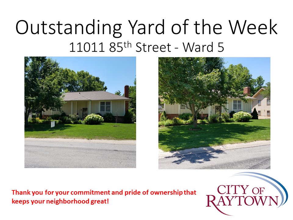 CityofRaytown's tweet photo. Raytown Yards of the Week! Congratulations, and thank you to the week's recipients for taking pride in their piece of Raytown #YardoftheWeek https://t.co/2fGuDePuZU