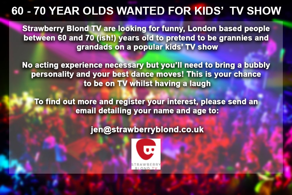 Shoutout all the fun LDN based 60-70 yr olds who have awesome dance moves, I want to hear from you! #TV #kidsTV #TVRequest #casting pls RT 💃