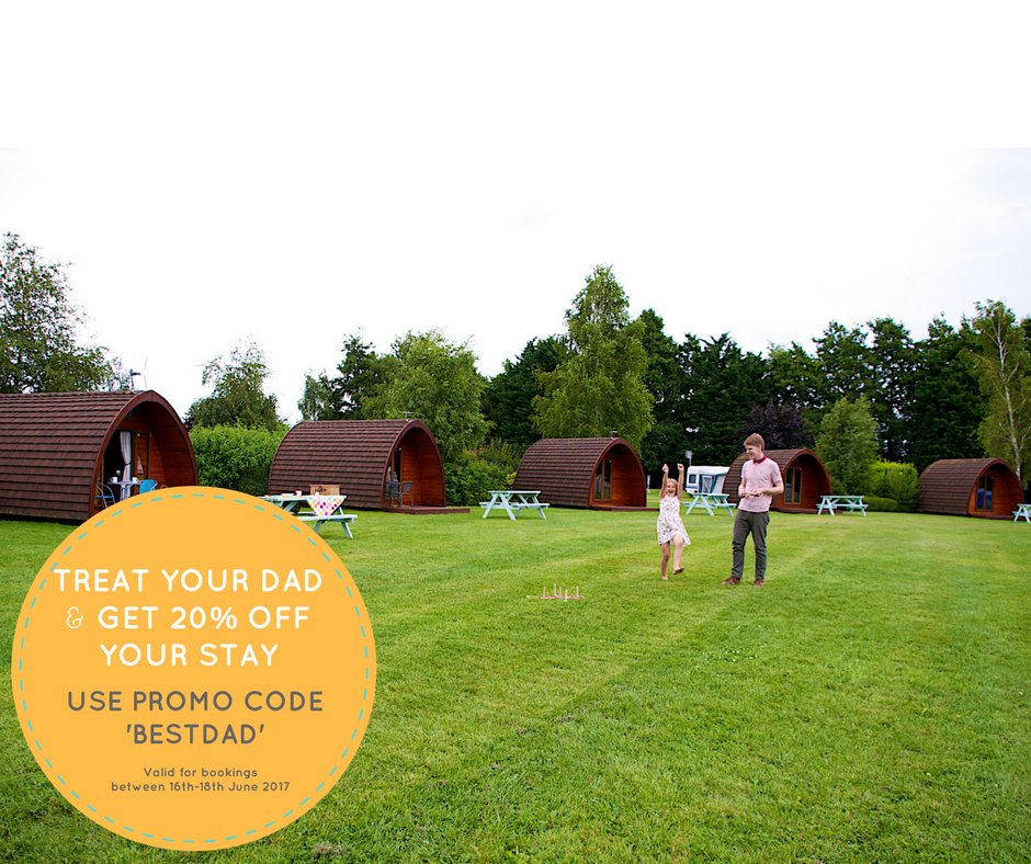 Looking for something to do over #FathersDay w/e? Treat your Dad to a stay between 16-18 June and get 20% off, includes our Pods! #camping