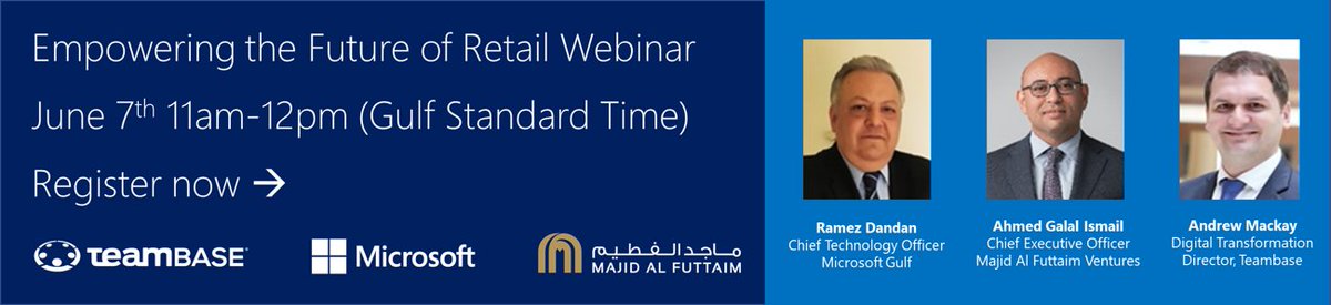TeambaseDMCC's tweet photo. Last chance to register for our Empowering Future of #Retail webinar.
Register here https://t.co/afAUdwerKK #analytics #customerexperience https://t.co/5Eua2NUAxp