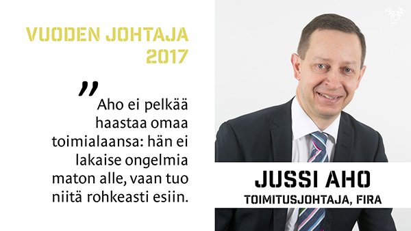 Vuoden johtaja: Firan toimitusjohtaja Jussi Aho #procomday #viestintäpalkinto <a href="/aho_jussi/">Jussi Aho</a> @FiraOy