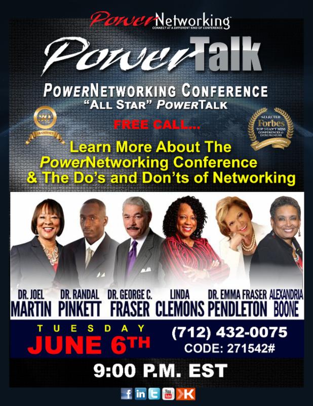 randalpinkett's tweet photo. Please join me TONIGHT @ 9PM w/@GeorgeFraser for a @PowerNetworking Conference PowerTalk on Do's & Don'ts of Networking #FraserNET #PNC2016 https://t.co/kF5gsP8qVL