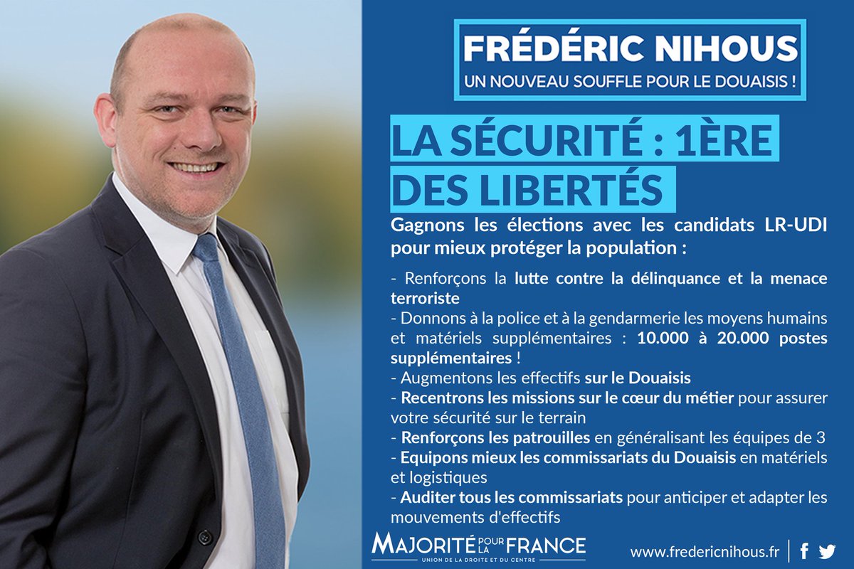 AvecNihous's tweet photo. La sécurité ➡ 1ère des libertés !
Avec notre #MajoritePourLaFrance LR-UDI améliorons la protection de la population https://t.co/SDZZKnRDnD