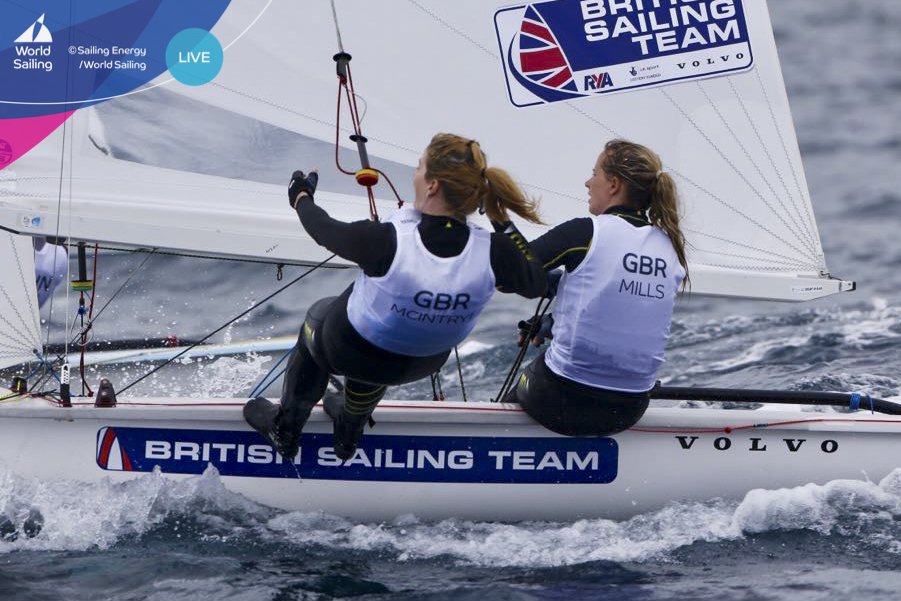 worldsailing's tweet photo. .@hannahmills1988 and @Ei1idh Mcintyre 🇬🇧 sit in third place on seven points #wcssantander https://t.co/033UOhNrOr