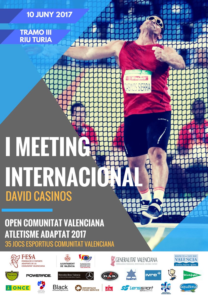 ViuValencia's tweet photo. Un centenar de deportistas participarán el sábado en el I Meeting Internacional David Casinos
https://t.co/DU8W12jUP7 #Deportes #Valencia https://t.co/1NnQvoRsym