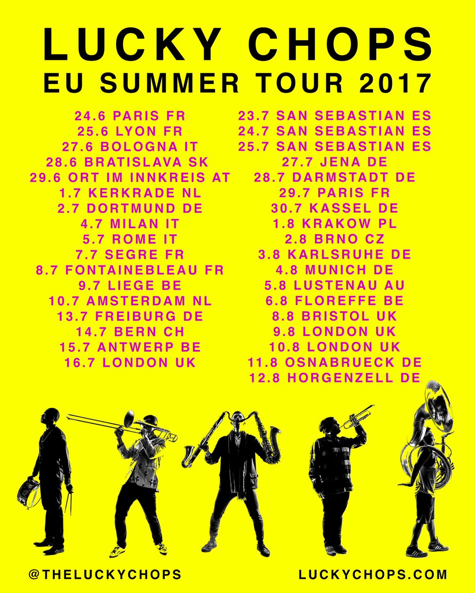 theluckychops's tweet photo. FINALLYYYY!!! THE LUCKY CHOPS ARE GOING BACK!! TO!!! EUROPEEEE!!!! ❤️❤️❤️❤️❤️ Summer shows for 2017, where are you guys gunna catch us??! https://t.co/Zz6r4FUV45