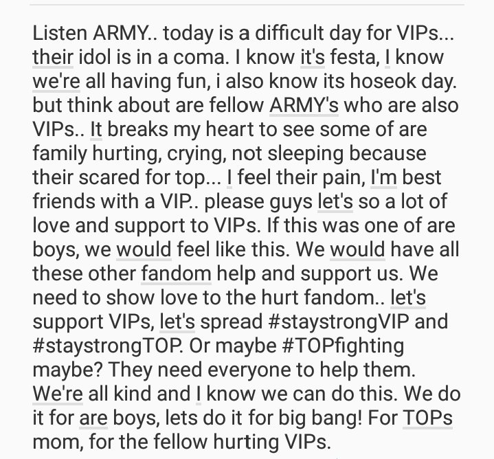 minyoongi_smile's tweet photo. #StaystrongVIPS #StaystrongTOP #FIGHTING #StayStrongBIGBANGandVIP
#VIPsFIGHTING https://t.co/VKQQT0diN3