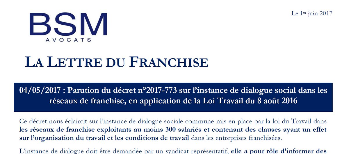 BSMAVOCATS's tweet photo. Quoi de neuf en matière de  #franchise ? La réponse dans notre dernière Newsletter https://t.co/JF5WGUAObZ https://t.co/0WfxVQzzmt