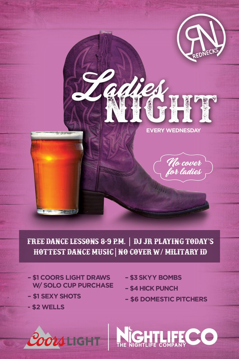 rednecksomaha's tweet photo. Ladies, tomorrow is YOUR night! Join us for FREE line dance lessons starting at 8pm - then a night of dancing and awesome drink specials! https://t.co/RbAWJs73PO