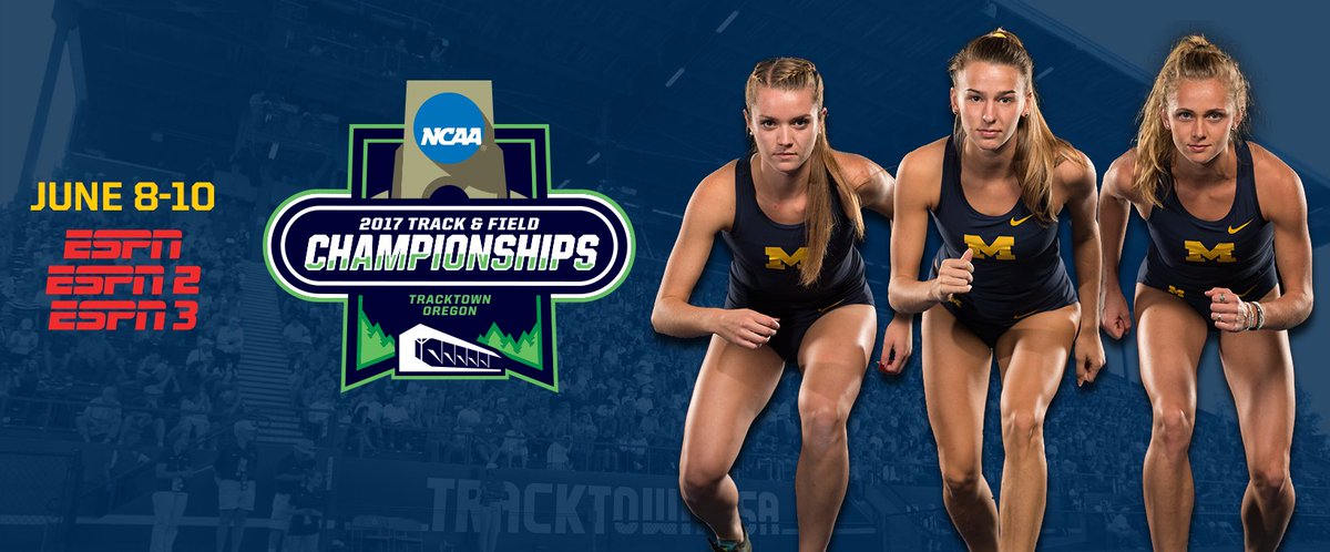 Michigan Track & Field / Cross Country (@umichtrack) on Twitter photo Just about 2 days until these 3 U-M women take on the nation's best at the <a href="/NCAATrackField/">NCAA Track & Field</a> Championships!
Watch on ESPN/ESPN2/ESPN3 Just about 2 days until these 3 U-M women take on the nation's best at the <a href="/NCAATrackField/">NCAA Track & Field</a> Championships!
Watch on ESPN/ESPN2/ESPN3
