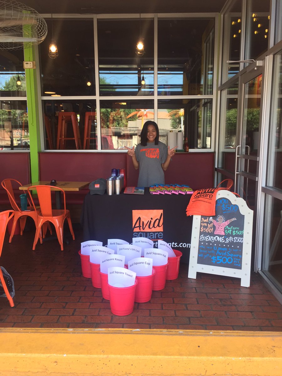 avid_square's tweet photo. We're at Fuzzy's today!!!🌮Stop by our table before you get your food for a chance to win your lunch/dinner &amp; summer swag!!! 😁🌮 https://t.co/rZGvoB2Z6I