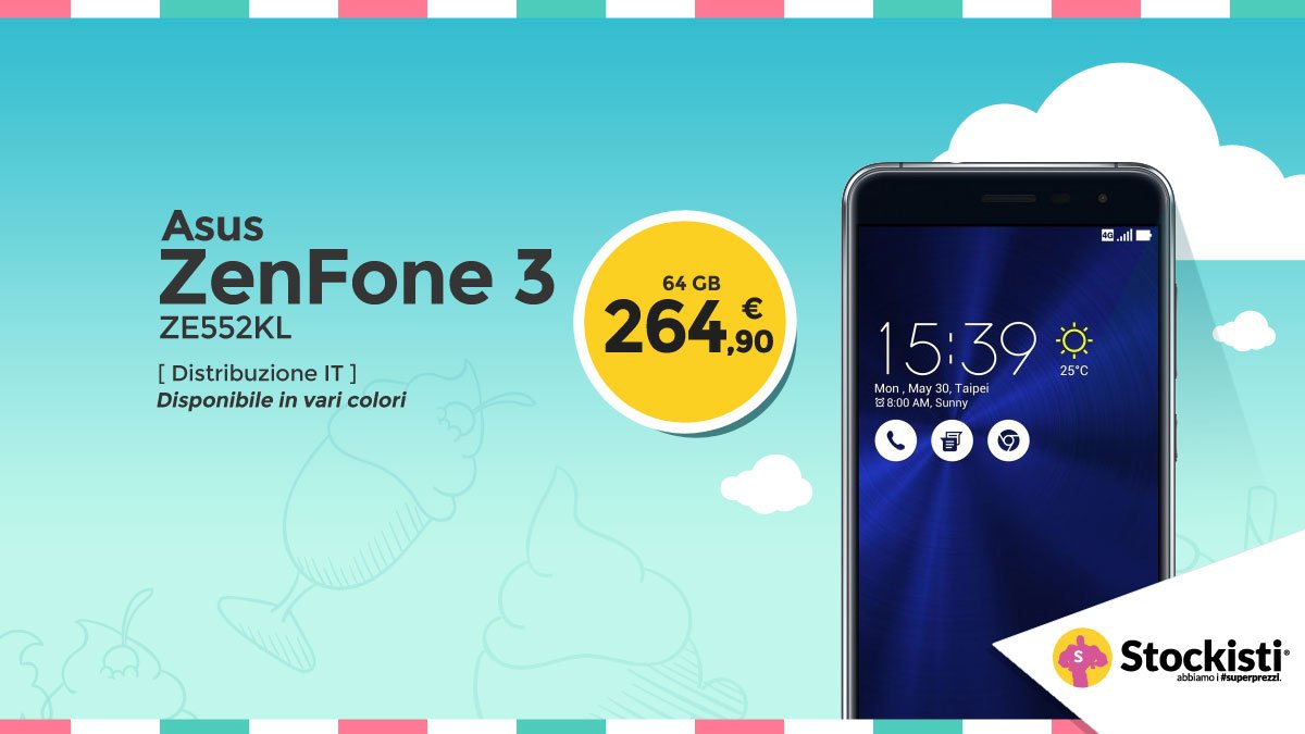 GLISTOCKISTI's tweet photo. Cono, coppetta o #superprezzi? Scegli #Asus #Zenfone3 ZE552KL 64GB 264,90€ - https://t.co/gfvKVHrpbD - Spedizione gratis! https://t.co/d4MKj9G93i