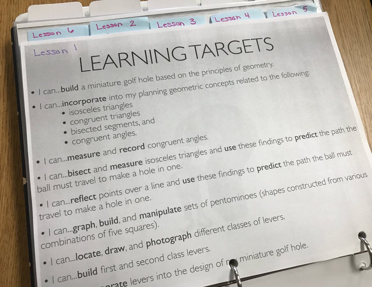 Mrs_JulieLClark's tweet photo. My #TeacherGoal: Put units into binders w/ Learning Targets & Standards. Few more to go, but love having a curriculum! #JPSpride #JenisonACT https://t.co/FifOsudZBL