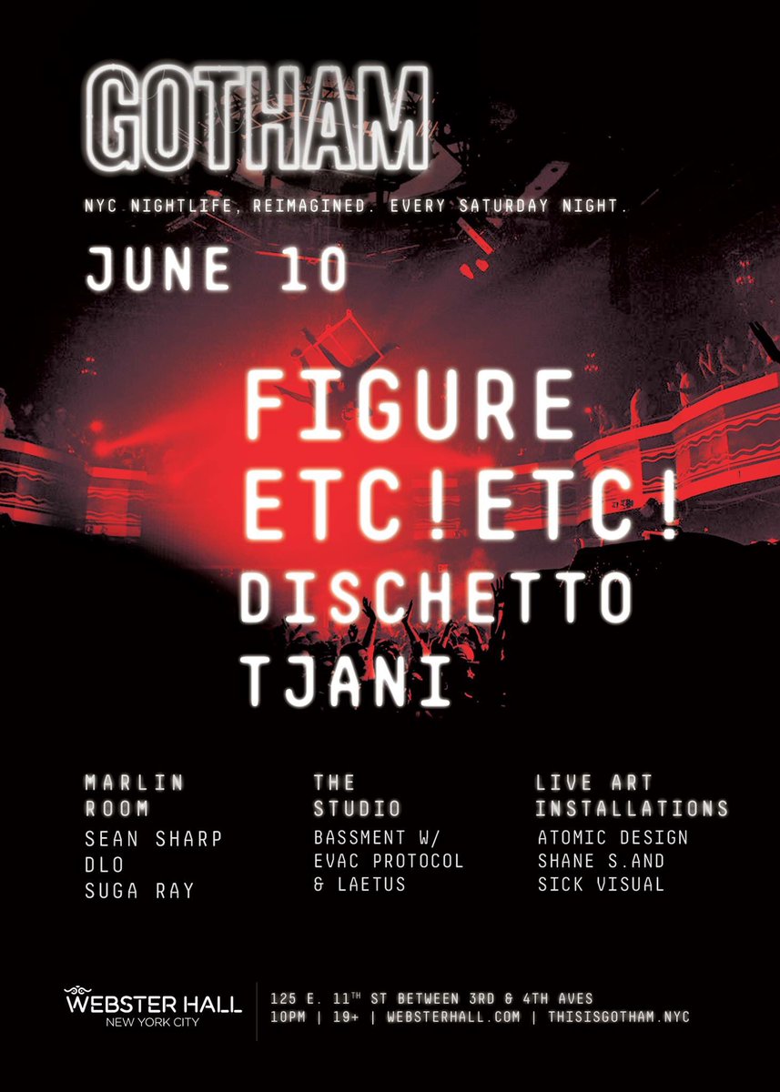 girlsnboysnyc's tweet photo. Sat @ImFigure @IAMETC at @thisisgothamnyc @WebsterHall tix https://t.co/ibqKI0UVyz https://t.co/VjrYQCafFb