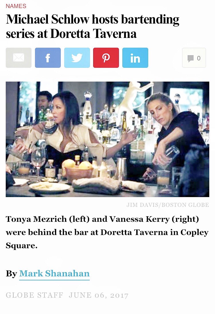 TonyaMezrich's tweet photo. Hot off the press! Coverage in @BostonGlobe by @MarkAShanahan. Mixing up some fun at @DorettaBoston for @Seed_Global with @VBKerry! 🍹 https://t.co/q38xDjMLhg