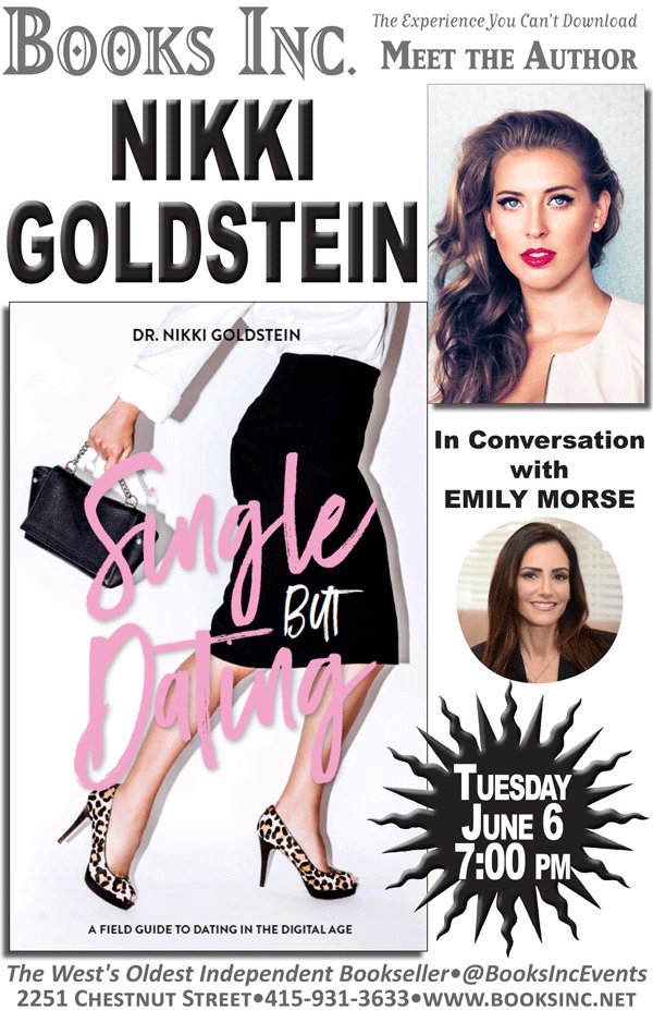 BooksIncStores's tweet photo. .@DrNikkiG_ talks #SingleButDating with @SexWithEmily 7PM tonight in the Marina! #Dating #Relationships #Sex #ModernDating #DigitalDating https://t.co/wQYuRbFuki