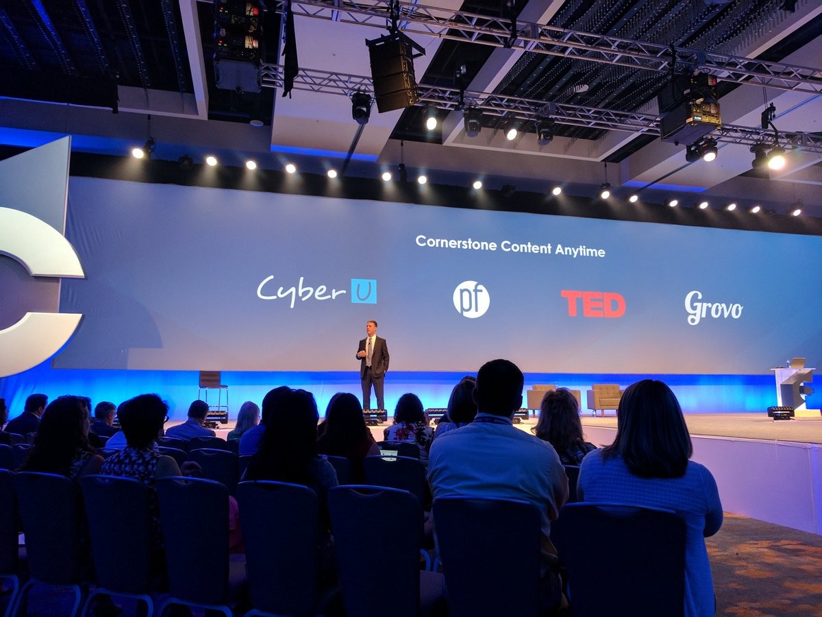 .@AdamCSOD announces <a href="/CornerstoneInc/">Cornerstone OnDemand</a> content anytime with <a href="/CyberU/">CyberU</a> <a href="/TEDTalks/">TED Talks</a> <a href="/Grovo/">Ronin Grovo</a> and PF. #CSODConf17