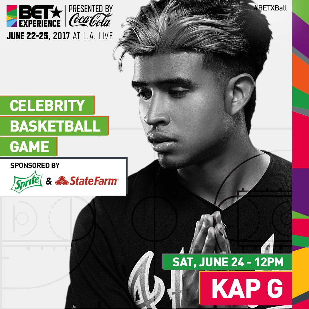 TheRealKapG's tweet photo. Catch me at the @BETExperience Celebrity Basketball Game on June 24! 🏀 #BETX #BETXBall https://t.co/6YgZ8HBxNs