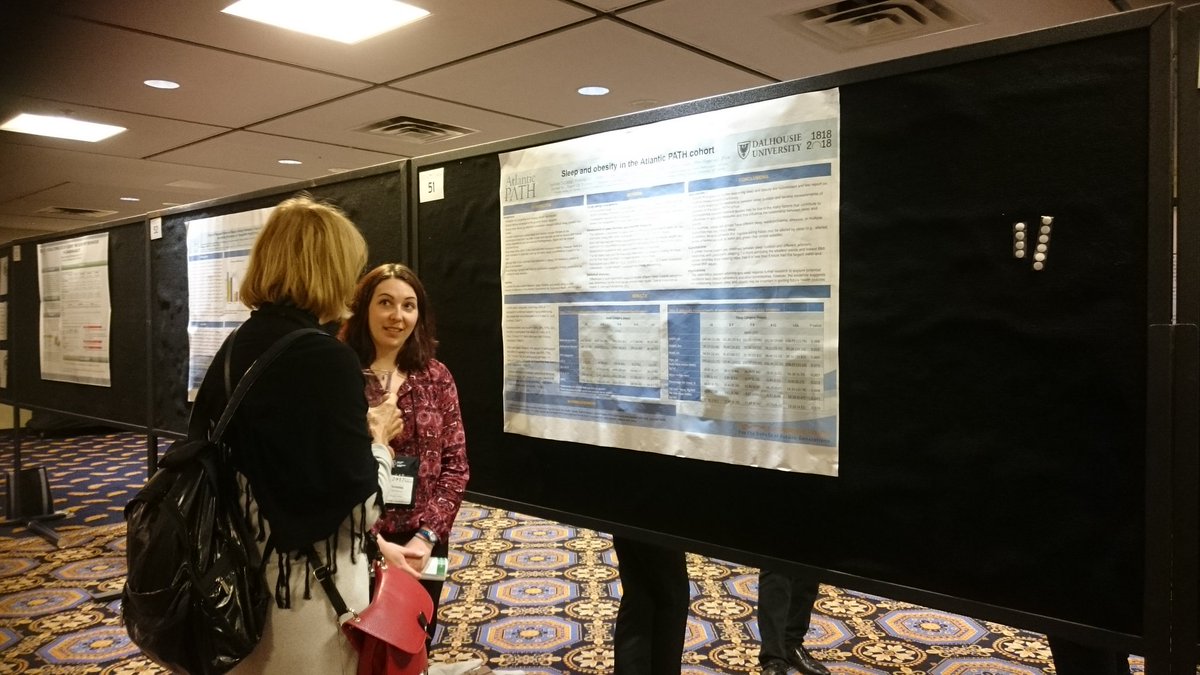 cindycforbes's tweet photo. Dr. Vanessa DeClercq discussing sleep habits and obesity in @Atlantic_PATH participants. #publichealth17 https://t.co/OPo6qC2ktY