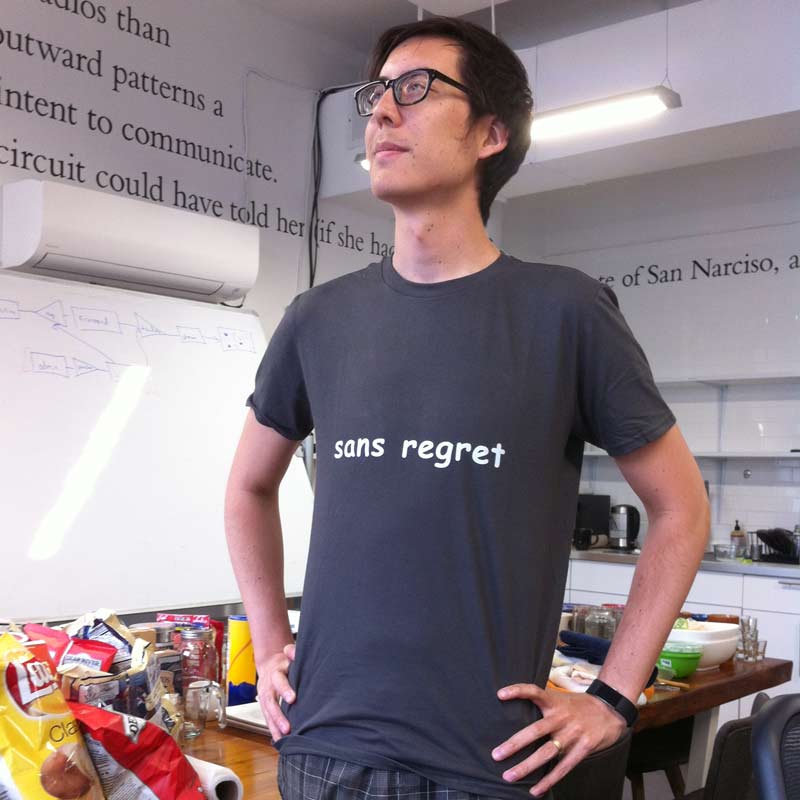 I regret nothing... and I'm doin' it in style.

You can be awesome too:
noayounse.threadless.com