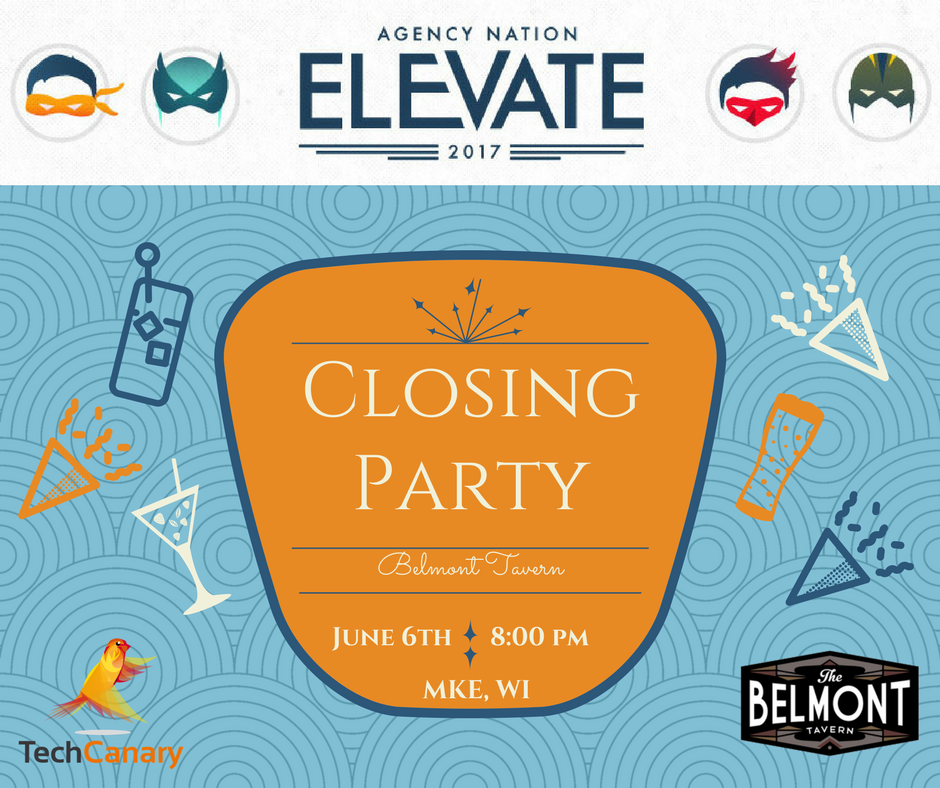 TechCanary's tweet photo. Ain't no party like a #TechCanary party! Close out Agency Nation #elevate17 Conf. tonight @ 8pm @ Belmont Tavern - Cathedral Square - MKE! https://t.co/zlfN9Fv54Q