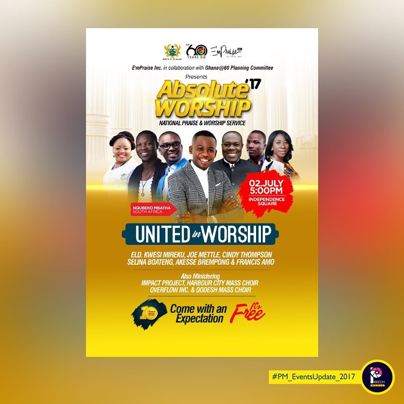 PreechMedia's tweet photo. #PM_EventsUpdate_2017
#AbsoluteWorship2017
#UnitedInWorship

📅 2nd July, 2017
🕓 5pm
⛪ Independence Square https://t.co/W49zu83Qps