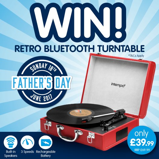 ✨ #COMPETITION TIME ✨

FLW &amp; RT this post for a chance to #WIN a FANTASTIC Retro Bluetooth Turntable! 🕺 
Competition ends 23:59 13/06/2017.