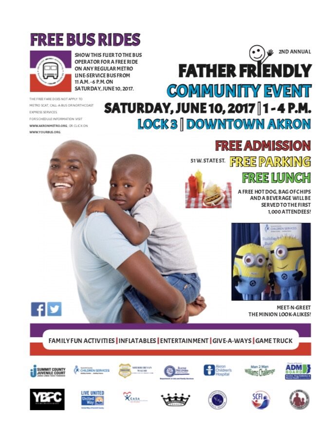 summitforkids's tweet image. The Father Friendly event is this Saturday, June 10th from 1-4p.m. at Lock 3 in Downtown Akron. Come enjoy a day of activities!