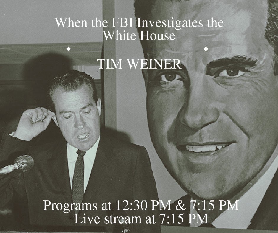 ALOUDla's tweet photo. Starting soon! #TimWeiner "When the FBI Investigates the White House" join us at 12:30 or 7:15 programs & livestream https://t.co/IY0Cj8x7ec https://t.co/40OZuKHqE0